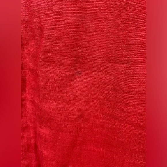 Adrienne Vittadini 100% Linen Shift Dress Size 12 Red Bow Detail Sleeveless‎ - Picture 5 of 13